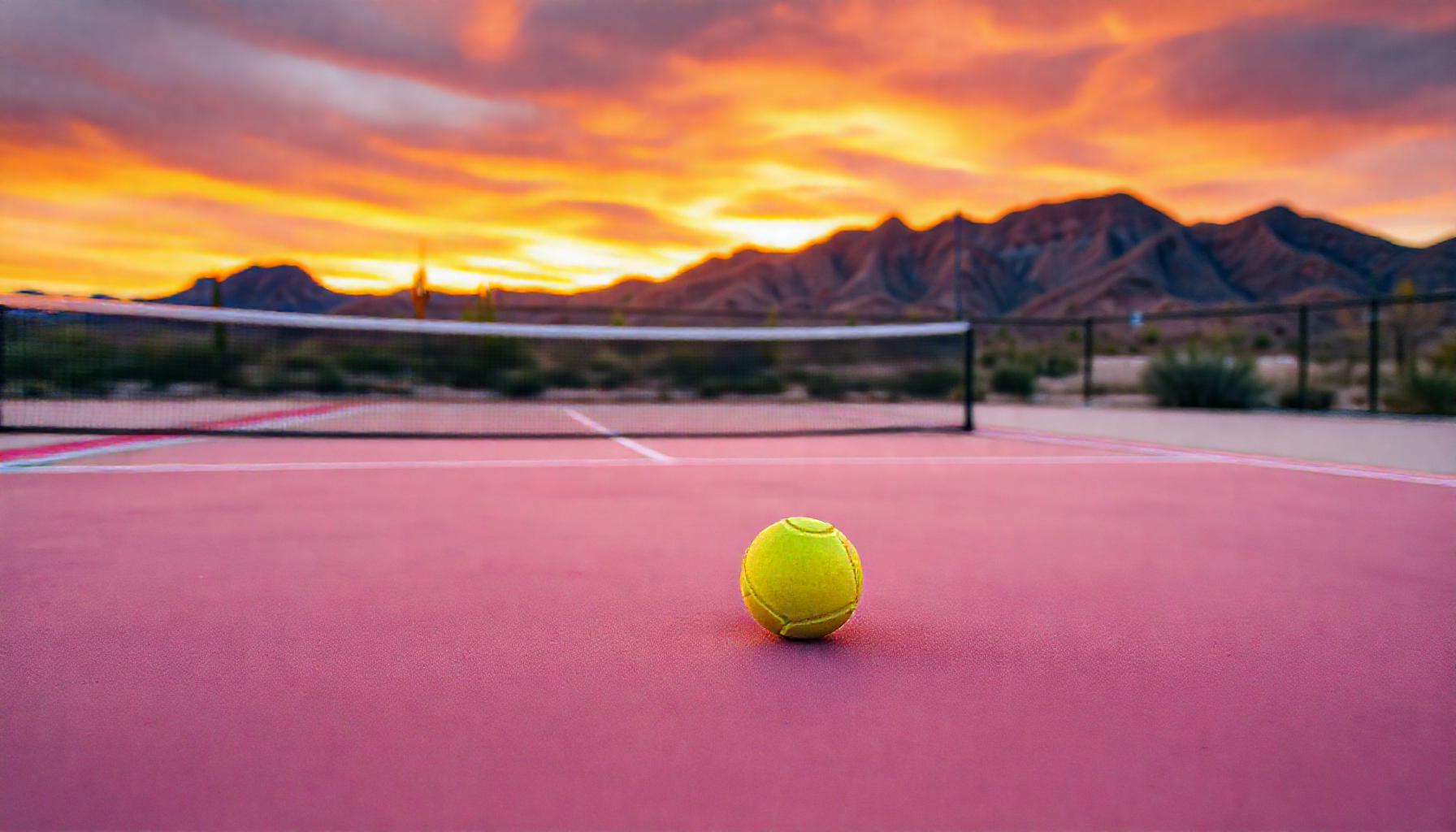 Vibrant Arizona Pickleball Court under Golden Desert Sunset